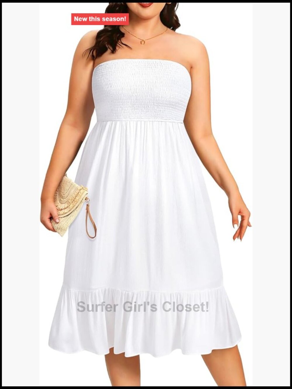 Plus Size Strapless Tube Midi Beach Dress Cover Up Rayon